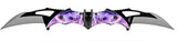 Batman 12 Inch Purple Bats Sky Dual Blade Spring Assisted Folding Pocket Knife