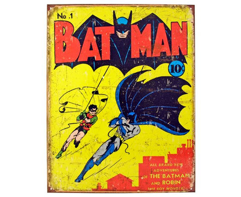 Batman Issue #1 Metal Tin Sign 1940 DC Comics Batman and Robin First Appearance