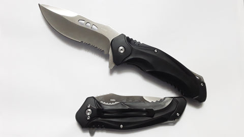 Black Handle 8 Inch Spring Assisted Folding Pocket Knife