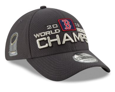 Boston Red Sox MLB New Era 2018 World Series Champions Locker Room 39THIRTY Flex Hat - Charcoal