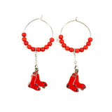 Boston Red Sox MLB BUNDLE Bead Hoop Earrings + Paracord Bracelet (faded)