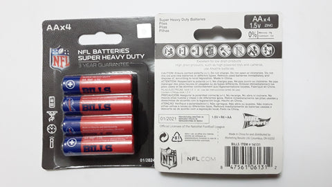 Buffalo Bills NFL Super Heavy Duty AA 4 Pack Batteries