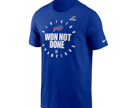 Buffalo Bills NFL Nike Won Not Done 2020 AFC East Division Champions Trophy Collection T-Shirt - Royal