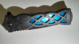 Celtic Knot Weave Blue 8.5 Inch 440 Stainless Steel Spring Assisted Folding Knife