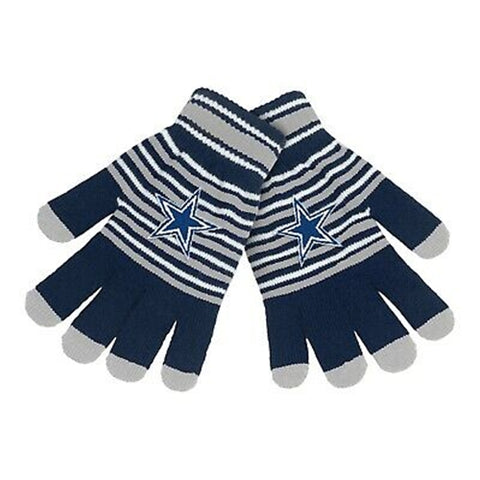 Dallas Cowboys NFL Extra Stripes Acrylic Stripe Knit Texting Stretch Fit Gloves