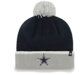 Dallas Cowboys NFL Baraka Cuffed Pom Knit 47 Brand Beanie Hat