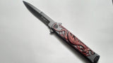 Dragon Red Embossed 8.5 Inch Spring Assisted Folding Pocket Knife