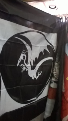 Dragon Black and White 45 x 45 Cloth Wall Banner