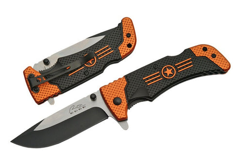 Elite Star Orange & Black Spring Assisted Folding Pocket Knife