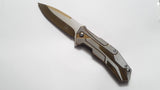 Gold & Silver Rocket Metal Handle 8 Inch Spring Assisted Folding Knife