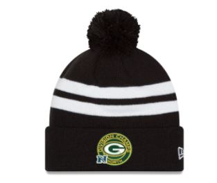 Green Bay Packers NFL New Era 2021 NFC North Division Champions Top Stripe Pom Knit Hat - Black