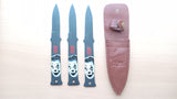 Joker 3 Piece 8 Inch Fixed Blade Throwing Knife Set With Leather Sheath