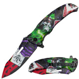 Joker Card in Hand Blade 8.5 Inch Spring assisted Folding Pocket Knife
