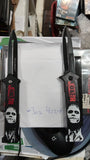 Joker Face 8 Inch Split Blade Black Spring Assisted Pocket Knife