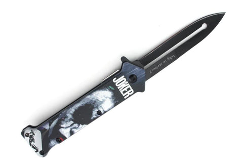 Joker Gray Face Split Blade Spring Assisted Folding Pocket Knife