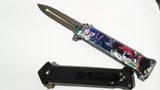 Joker Handle Gold Blade 8 Inch Spring Assited Folding Pocket Knife