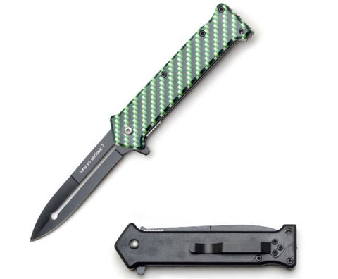 Joker Striped Green Split Blade Why So Serious Spring Assisted Folding Knife