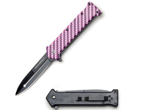 Joker Striped Purple Split Blade Why So Serious Spring Assisted Folding Knife