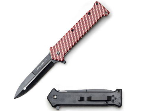 Joker Striped Red Split Blade Why So Serious Spring Assisted Folding Knife