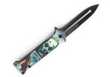 Joker Watercolor Poster Split Blade Spring Assisted Folding Pocket Knife