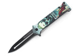Joker Watercolor Poster Split Blade Spring Assisted Folding Pocket Knife