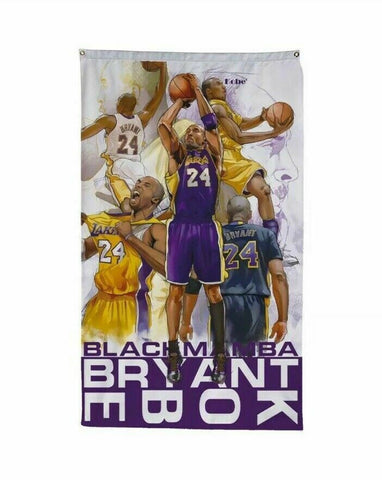 Kobe Bryant 3x5 NBA Flag 24 Black Mamba Los Angeles Lakers