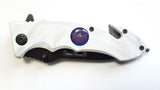 Legend of Zelda Triforce White Handle Spring Assisted Folding Pocket Knife Belt Cutter Glass Breaker