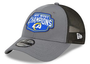 Los Angeles Rams NFL New Era 2021 NFC West Division Champions 9FORTY Trucker Snapback Hat - Graphite