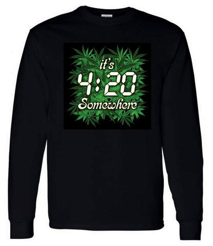 Marijuana It's 420 Somewhere Long Sleeve Shirt M-L-XL
