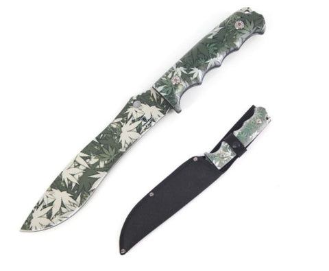 Marijuana Pot Leaves 13 Inch Fixed Blade Full Tang Hunting Knife