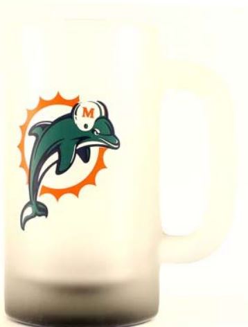 Miami Dolphins NFL 16 OZ Frosted Handle Mug Cup Old Logo