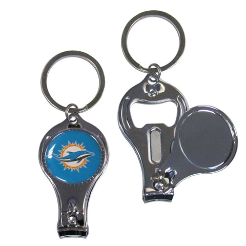 Miami Dolphins NFL 3 in 1 Metal Key Chain Bottle Opener Nail Clippers