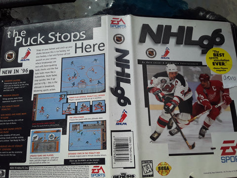 NHL 96 Hockey With Case Used Sega Genesis Video Game