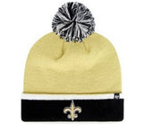 New Orleans Saints NFL Baraka Gold Cuffed Pom Knit 47 Brand Beanie Hat