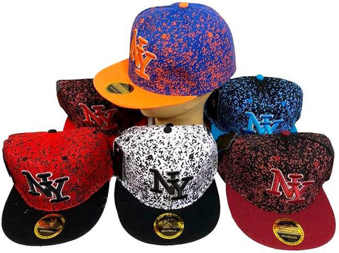 New York Splash Color NY Snapback Baseball Cap Hat in Various Colors