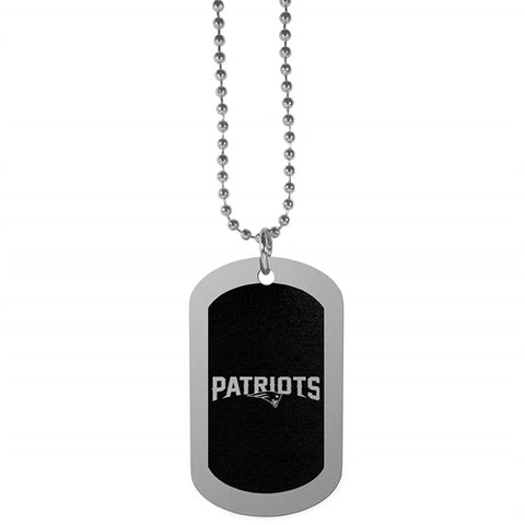 New England Patriots NFL Black Chrome Dog Tag Necklace