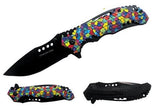 Rainbow Colors 8 Inch Spring Assited Folding Pocket Knife