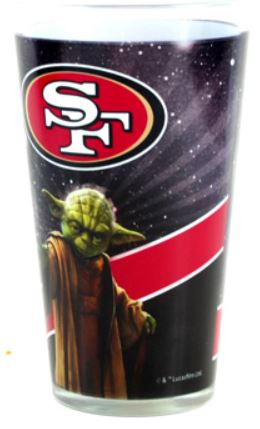 San Francisco 49ers 16OZ YODA STAR WARS NFL Pint Glass Cup