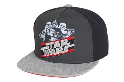 Star Wars Youth Storm Troopers Gray Embroidered Logo Flat Brimmed Snapback Cap Hat