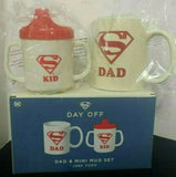 Superman Day Off Dad 15 Oz Coffee Cup & Kid Mug Set