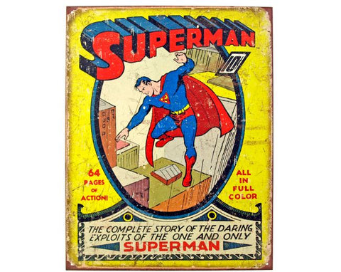 Superman Issue #1 Metal Tin Sign Vintage Summer 1939 DC Comics First Appearance