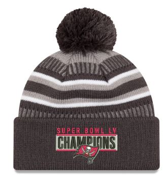 50off Tampa Bay Buccaneers NFL New Era Super Bowl LV Champions Parade Pom Cuffed Knit Hat Gray