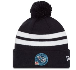 Tennessee Titans NFL New Era 2021 AFC East Division Champions Top Stripe Pom Cuffed Knit Hat - Royal.JPG