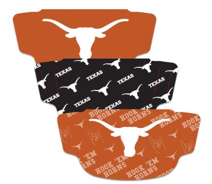 Texas Longhorns WinCraft Adult Face Covering 3-Pack - MADE IN USA